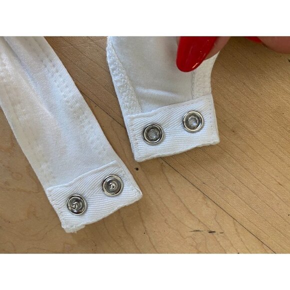 GOOD American BNWOT Womens White Mockneck Bodysuit Sz 5 Thong Back - Picture 7 of 8